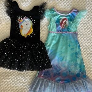 Disney Little Mermaid Dress + Unicorn Tutu Dress - 4T